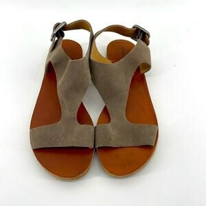NWOT Lucky Brand suede leather t-strap flat open toe sandals sz 10